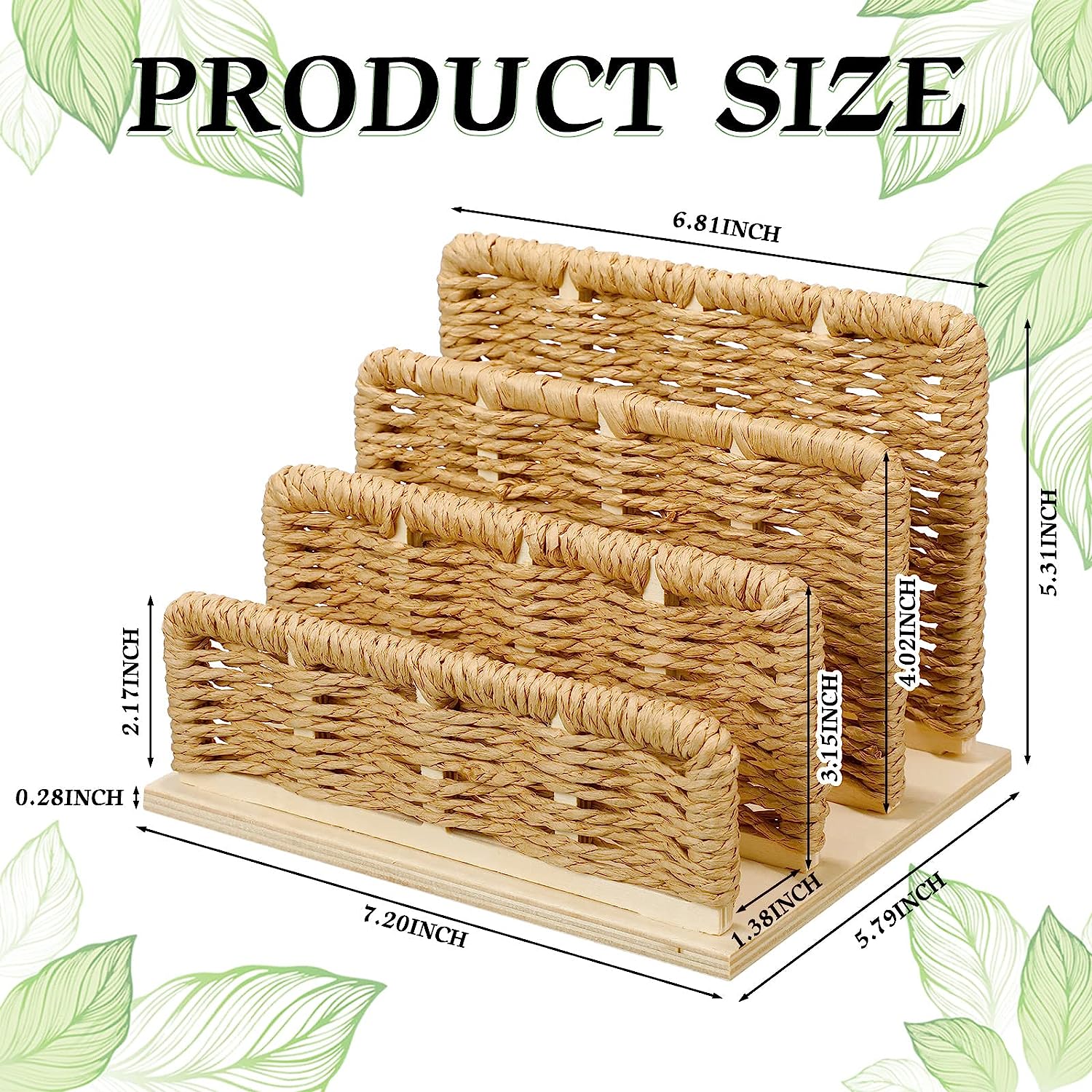 Woven Desk Mail Organizer Upright File Holders Vertical Mail Sorter Small Desk File Organizer Letter Paper Organizer Storage Office Desk Accessories Folder File Sorters for Desktop Home Office - Image 4